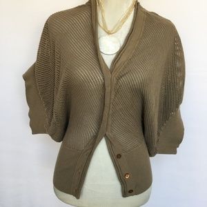Trina Turk Tan Mesh Cardigan with Dolman Sleeves S